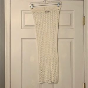 Crochet Skirt Bathing Suit Cover Up with Deep Slit